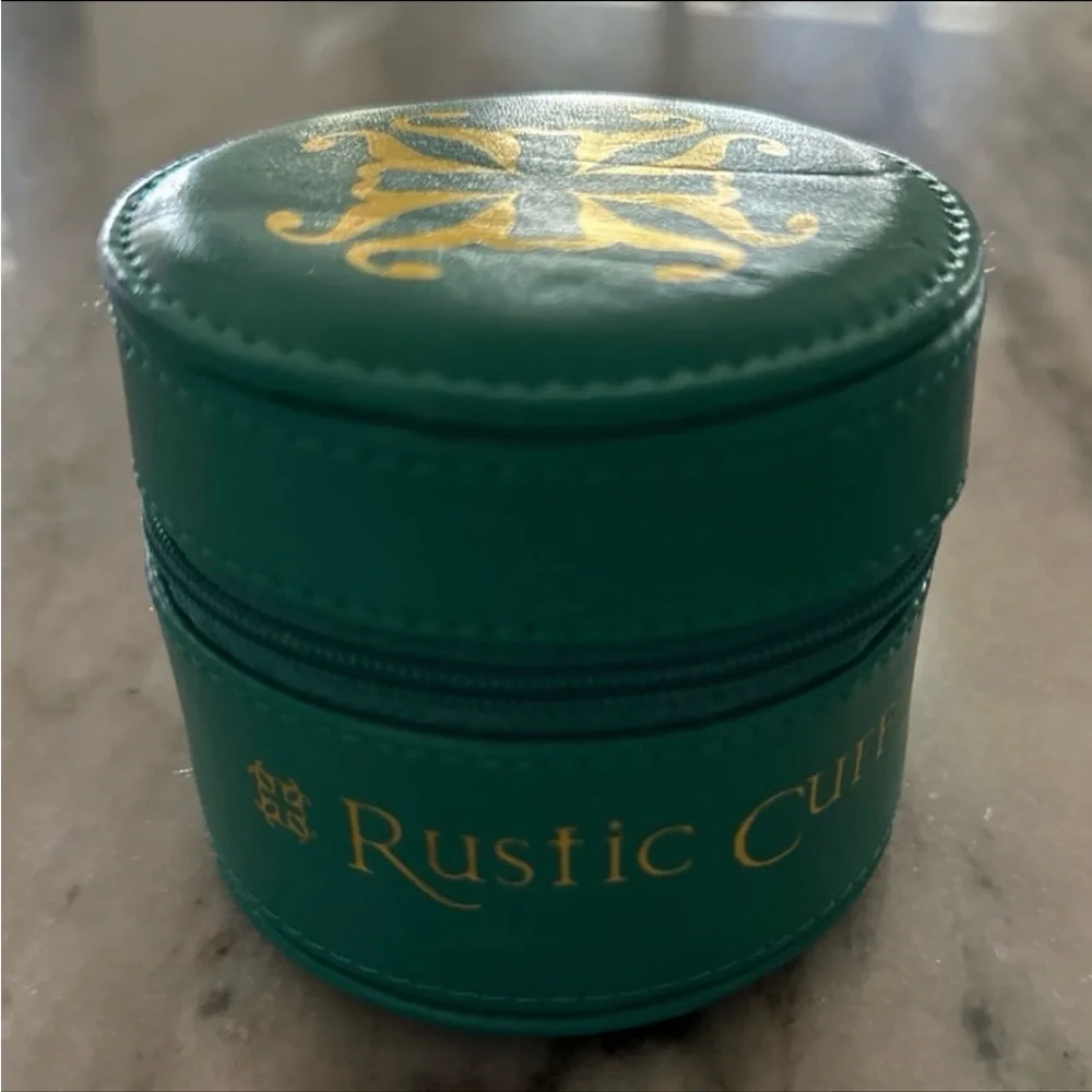 Rose Gold Rustic Cuff MOM logo cube necklace with travel case